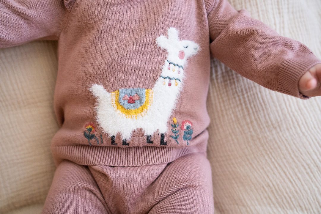 Llama Ruffle Organic Pullover Sweater