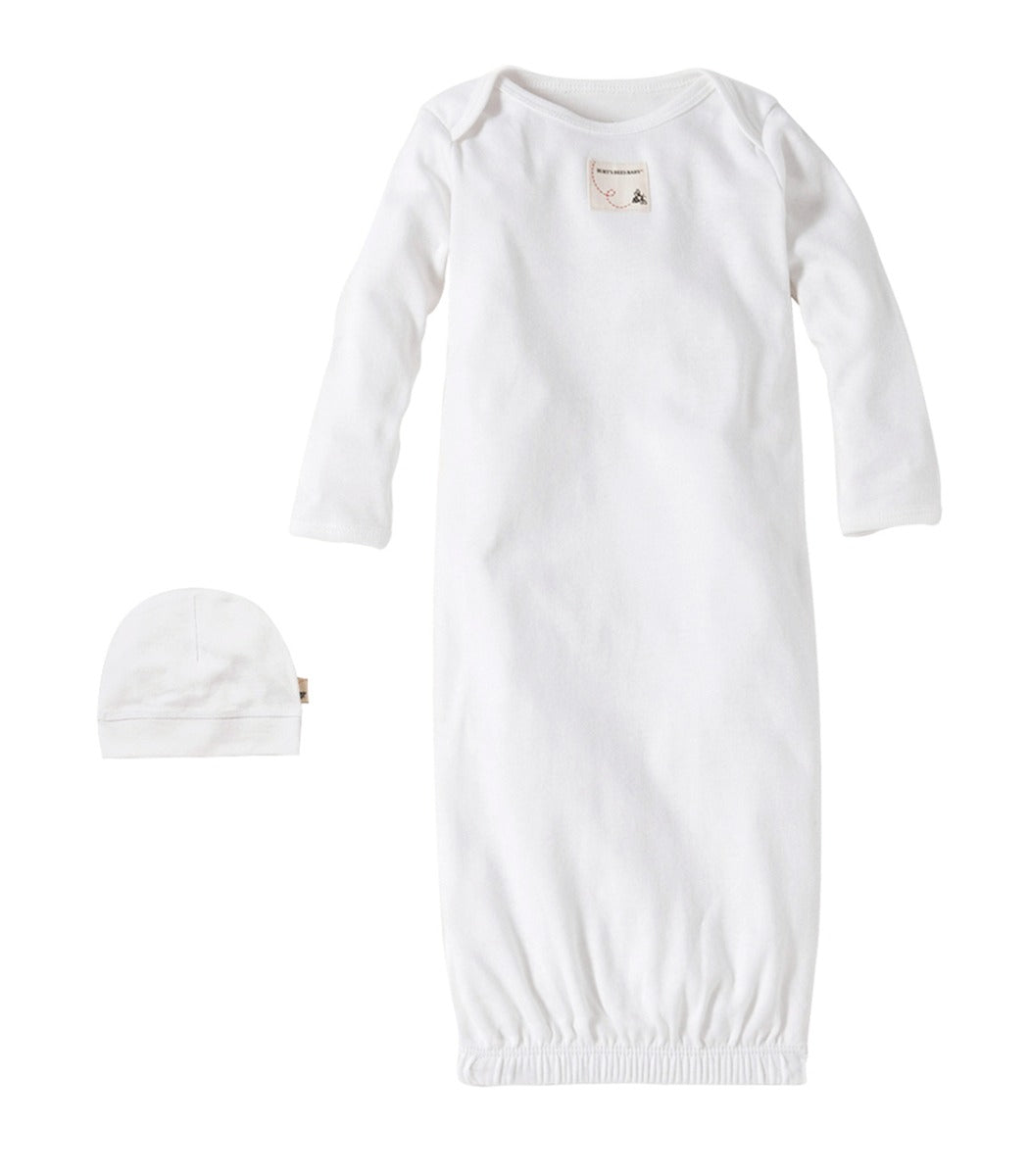 Organic Cotton Gown w/ Hat Set - White
