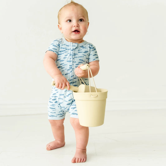 Organic Short Zip Romper - Minnow