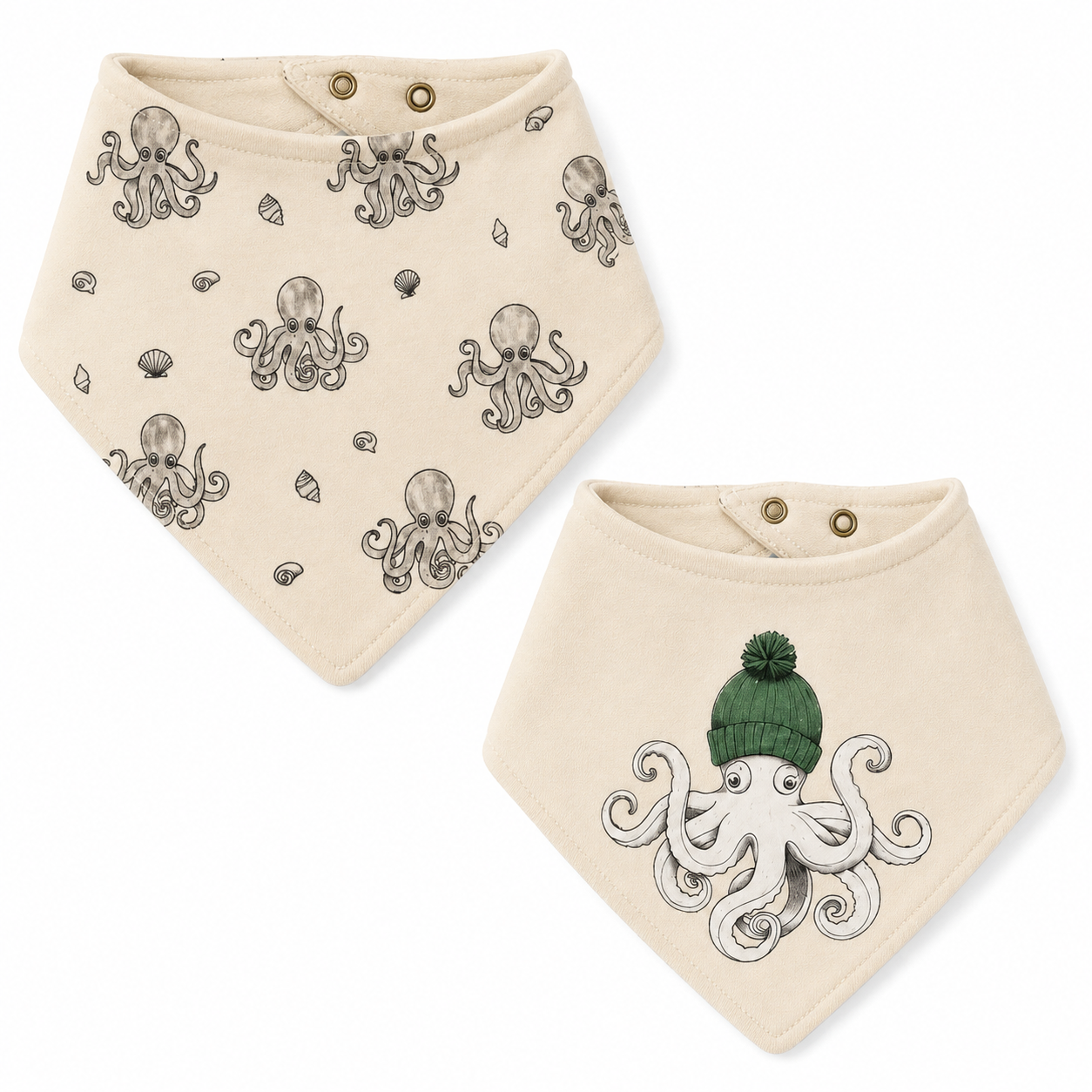 Organic Octopus Bandana Bib 2-Pack