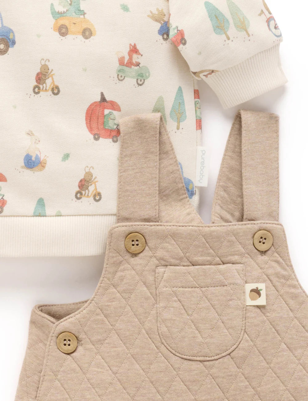 Organic Peak Hour Sweatshirt/Quilted Overall Set