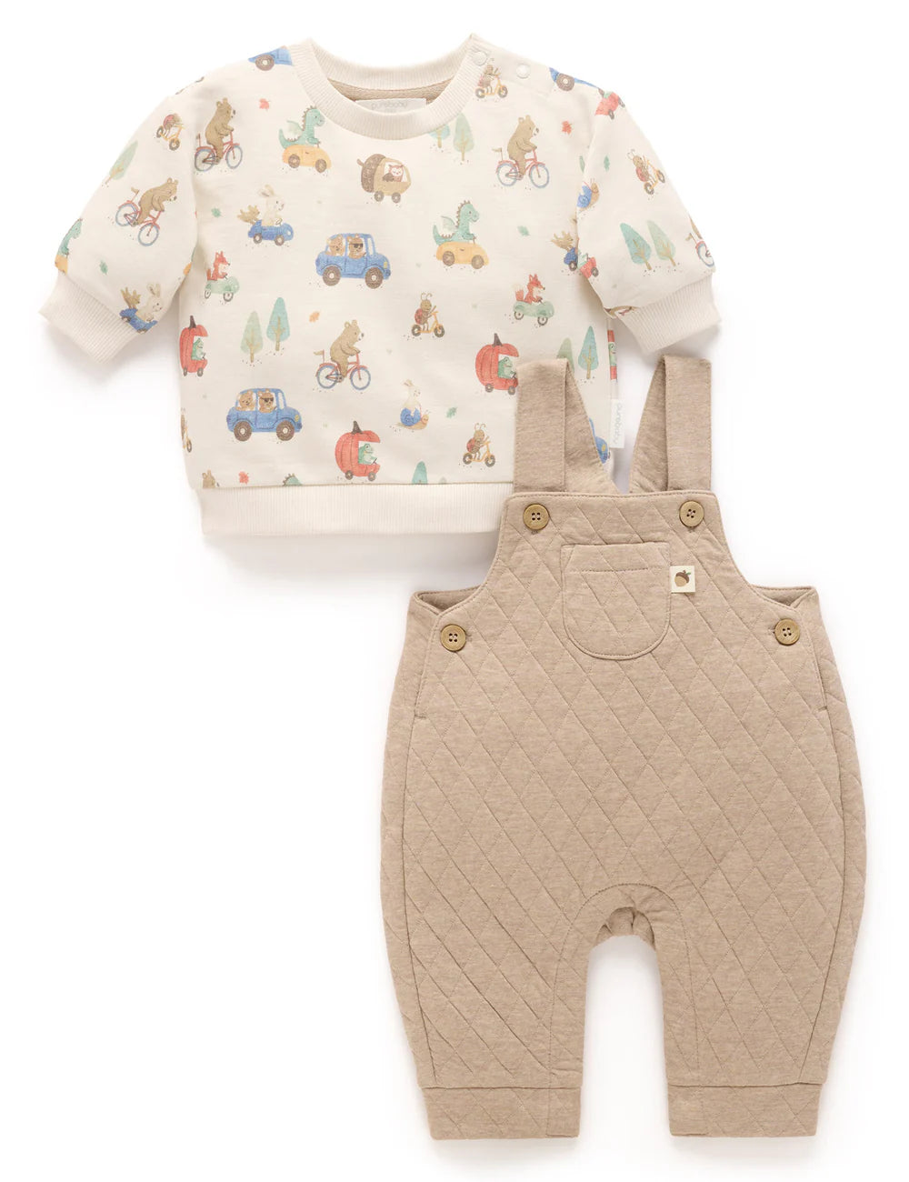 Organic Peak Hour Sweatshirt/Quilted Overall Set