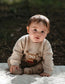 Organic Oatmeal Melange Applique Owl Sweater