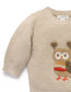 Organic Oatmeal Melange Applique Owl Sweater