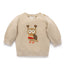 Organic Oatmeal Melange Applique Owl Sweater