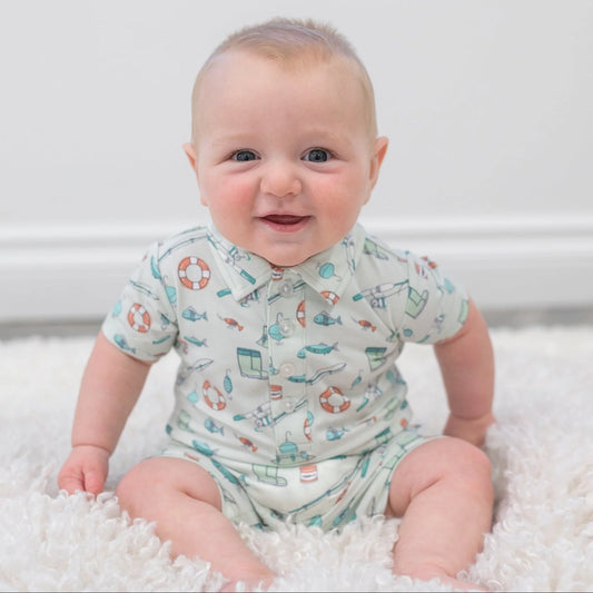 Cast a Line Bamboo Polo Romper