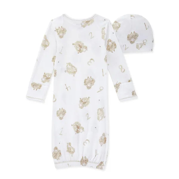 Counting Sheep Organic Cotton Gown & Hat Set