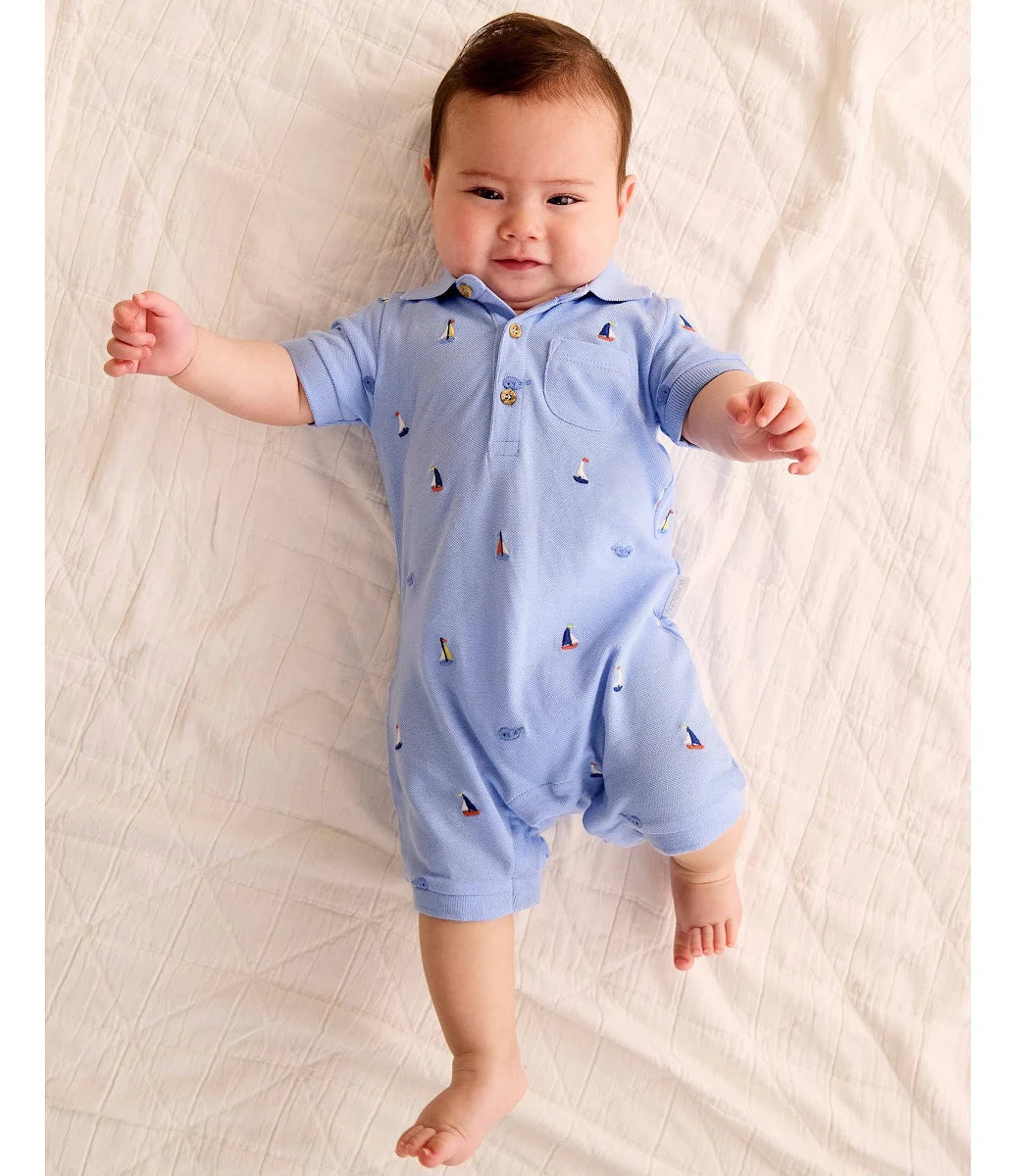Organic Embroidered Polo Romper