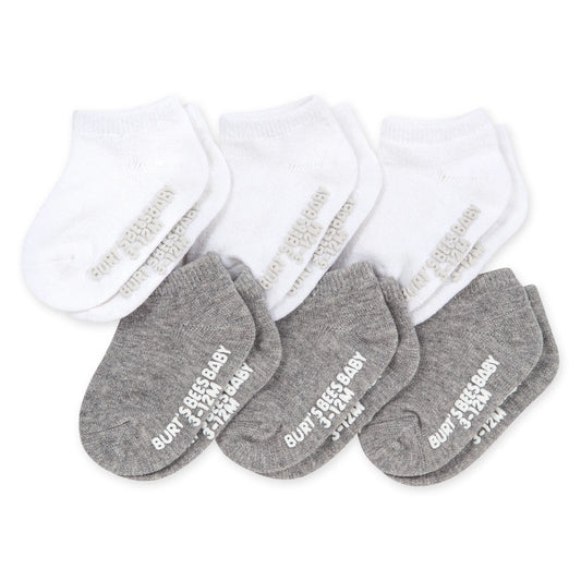 6 Pack Solid Organic Cotton Ankle Socks- Heather Grey