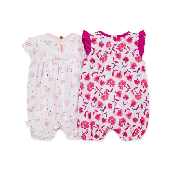 2 Pack Graceful Swan Organic Bubble Rompers