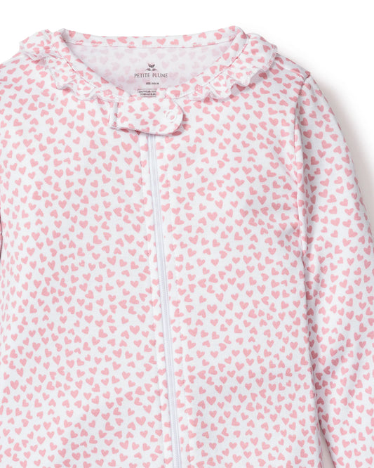 Pima Ruffle Collar Footie in Sweethearts