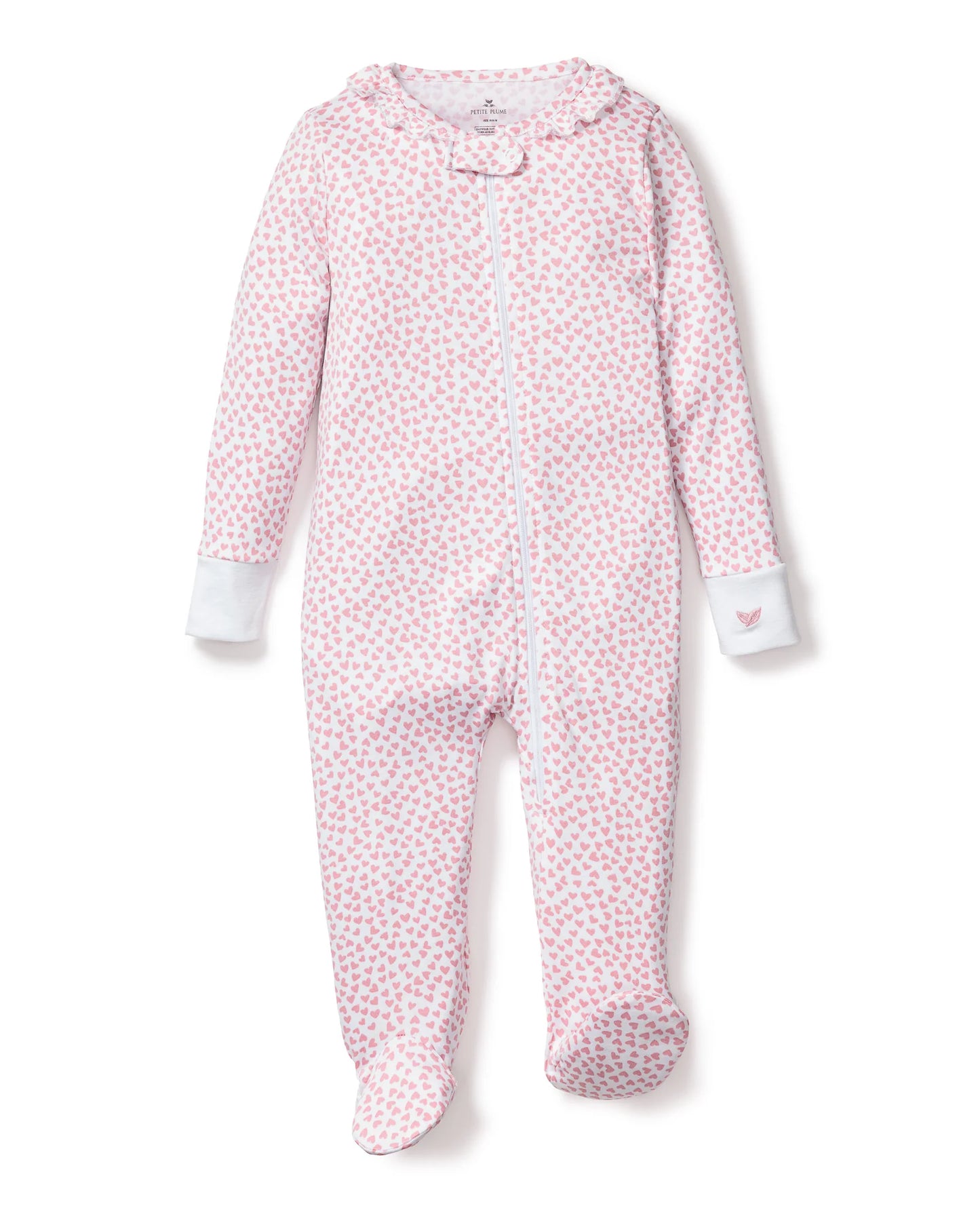 Pima Ruffle Collar Footie in Sweethearts
