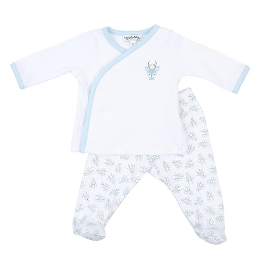 Tiny Buck Embroidered 2PC Footed Shirt/Pant Set
