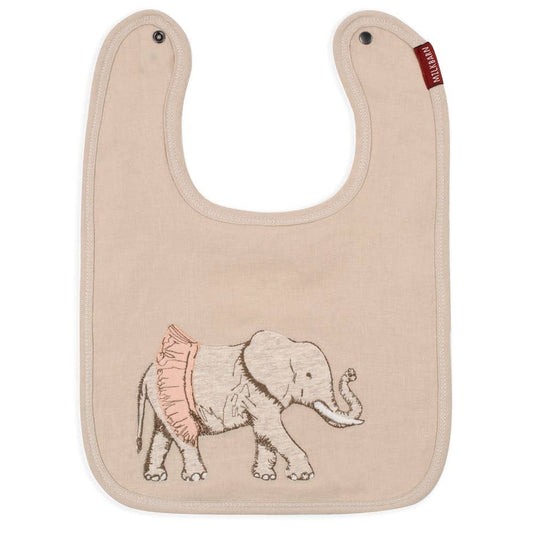Tutu Elephant Appliqué Organic Linen Two-Layer Bib