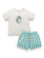 Organic Cotton & Linen Turtle Applique Shirt and Gingham Shorts Set