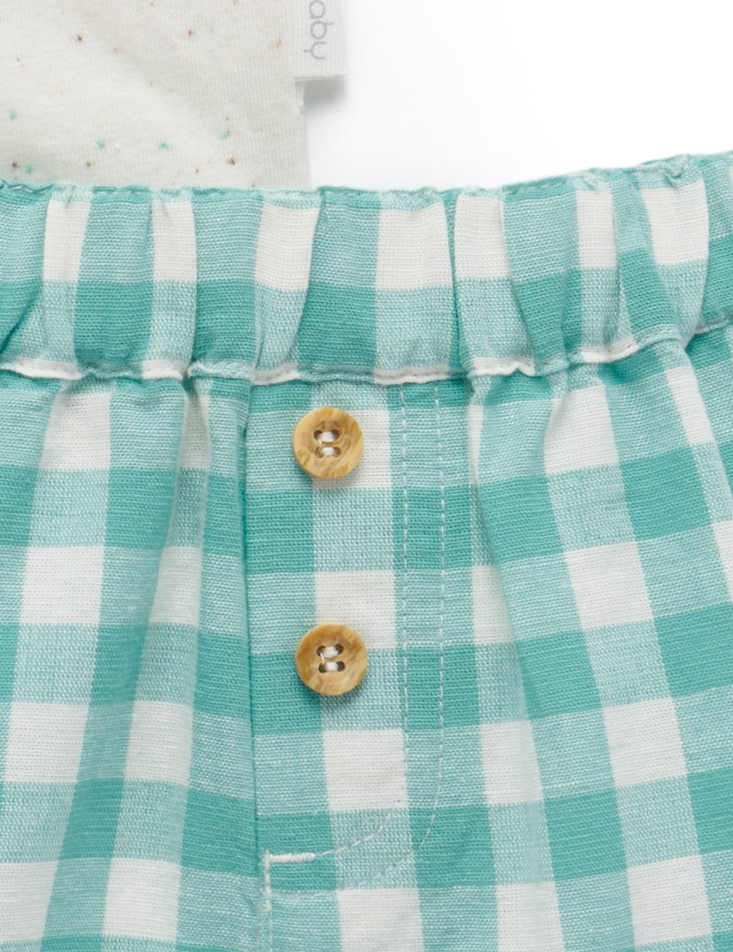 Organic Cotton & Linen Turtle Applique Shirt and Gingham Shorts Set