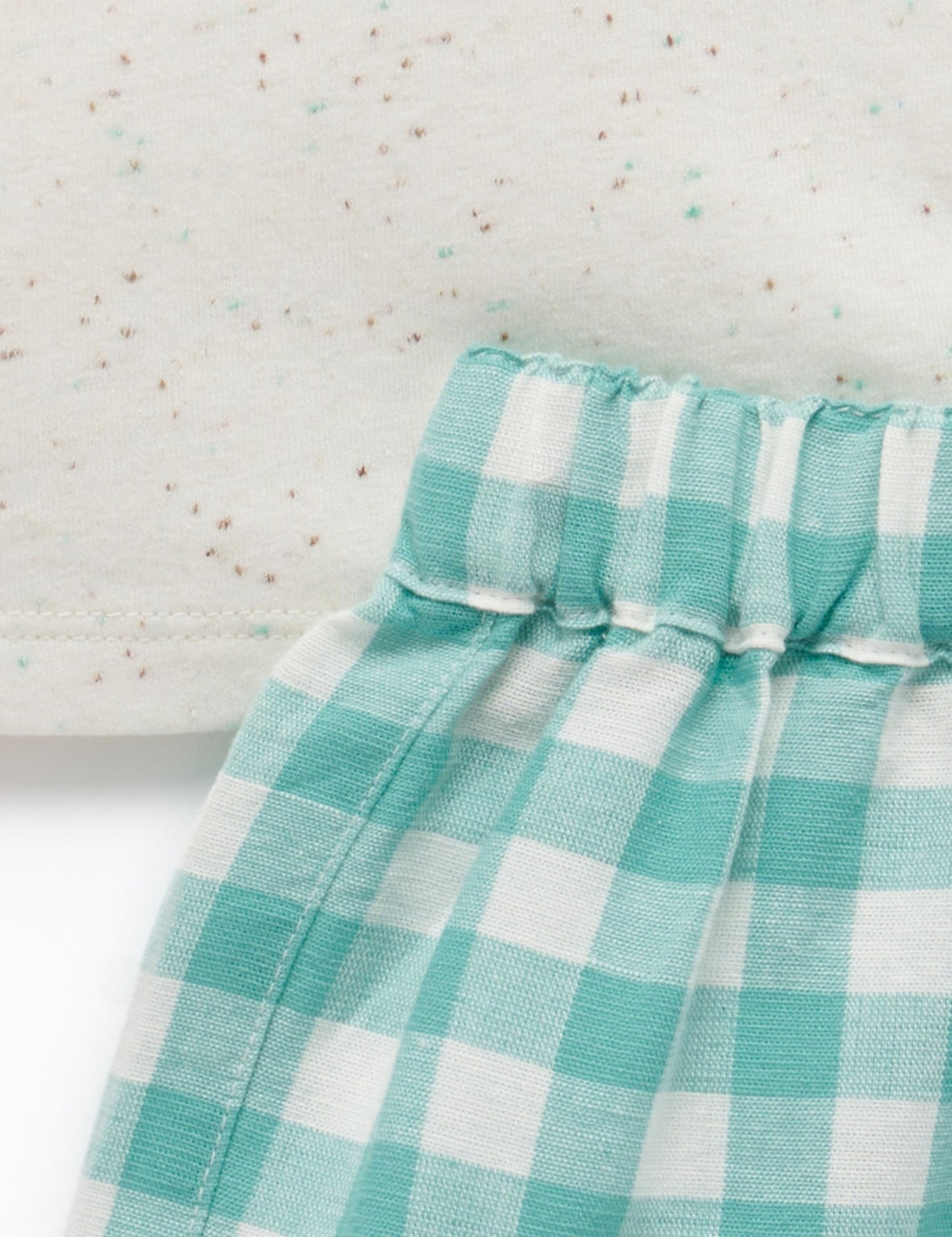 Organic Cotton & Linen Turtle Applique Shirt and Gingham Shorts Set