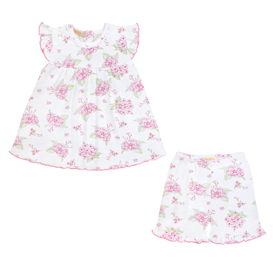 Pompous Hydrangeas Pima Shirt/Shorts Set