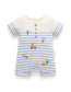 Organic Embroidered Pacific Mini Stripe Shortie Romper