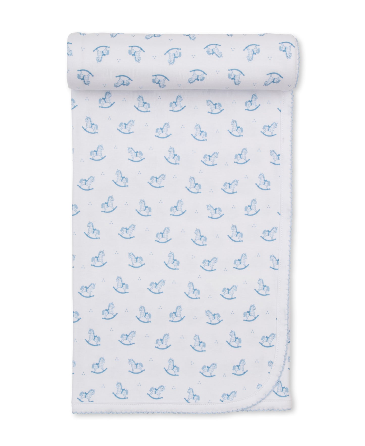 Gingham Rockers Blue Pima Blanket
