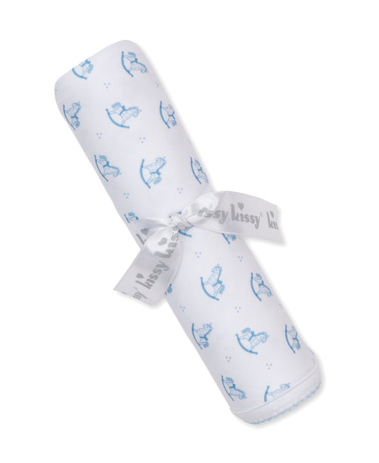 Gingham Rockers Blue Pima Blanket
