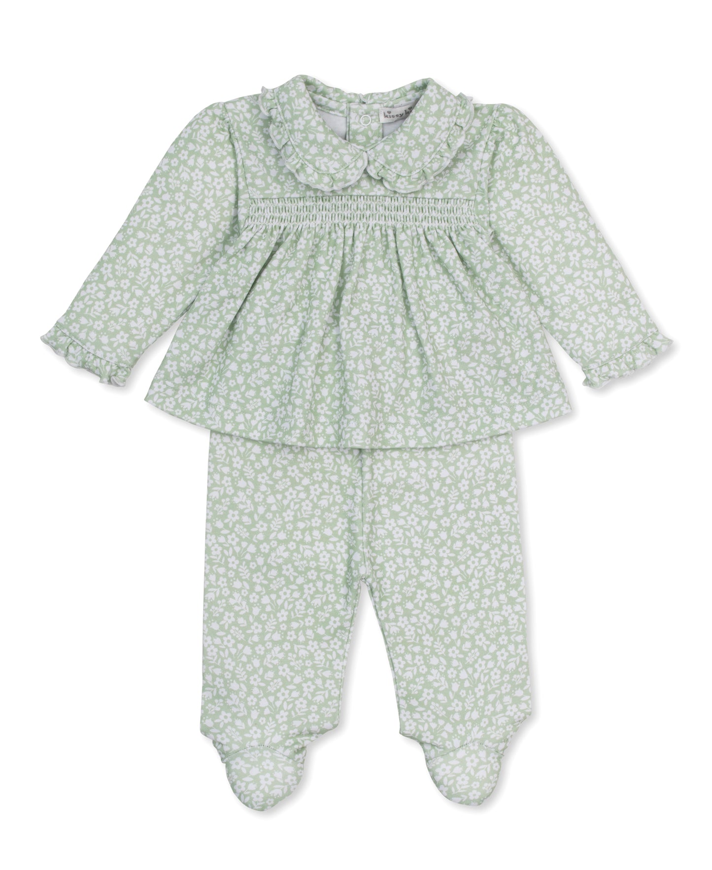 Autumn Meadows Smocked Pima Top + Footed Pants Set