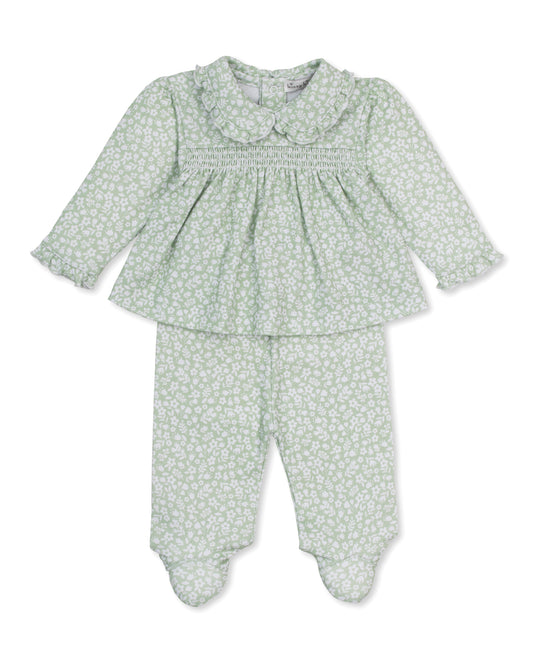 Autumn Meadows Smocked Pima Top + Footed Pants Set