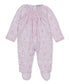 Delicate Pink Blooming Bows Smocked Pima Footie