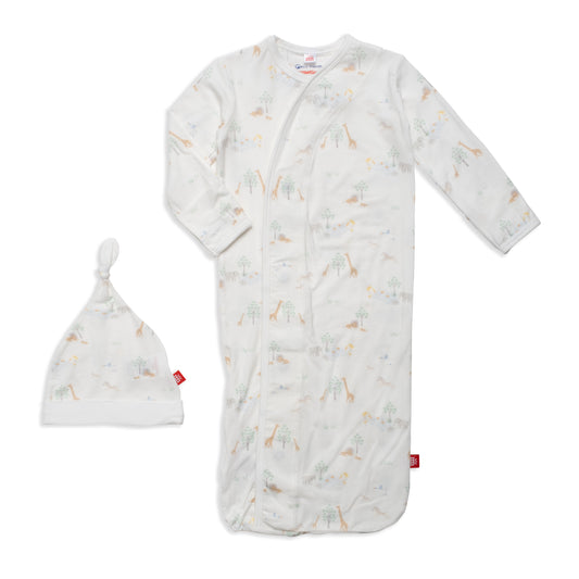 White Serene Safari Magnetic Gown + Hat Set