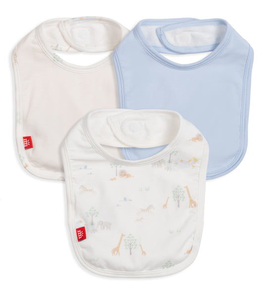 White Serene Magnetic 3 Pack Bibs