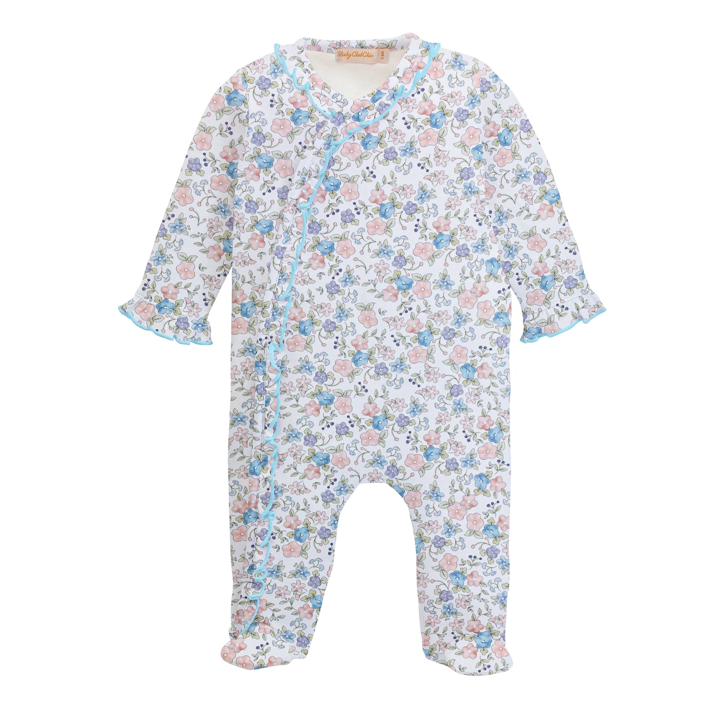 Soft Floral Pima Ruffle Footie