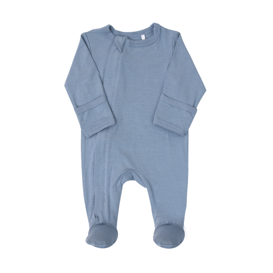 Modal Zip Footie- Steel Blue