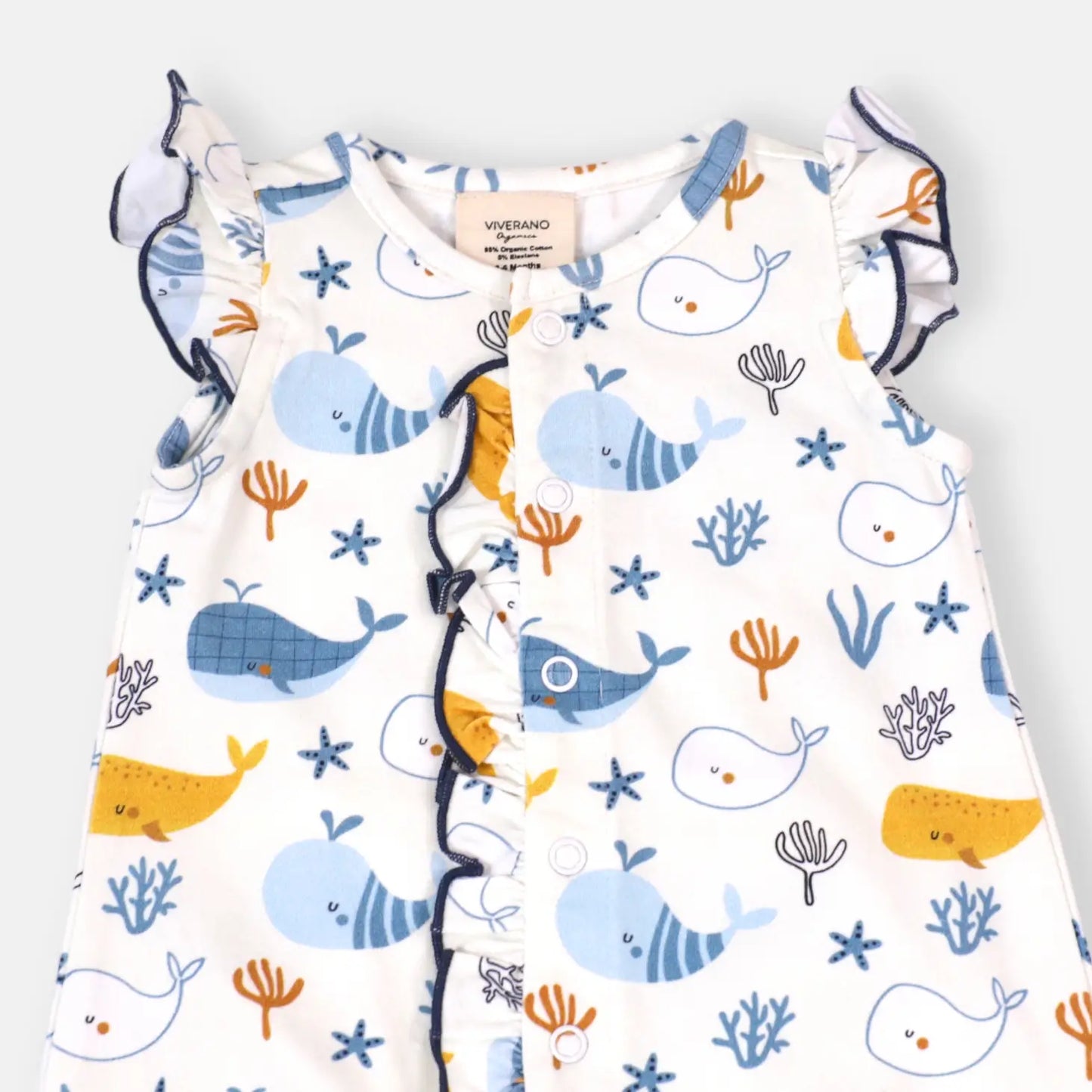 Ocean Whales Ruffle Romper