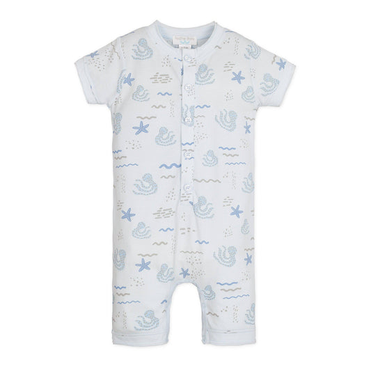 Octopi on Baby Blue Henley Romper