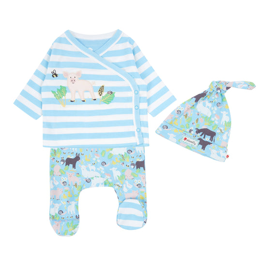 3 Piece Baby Footie Set - Country Friends