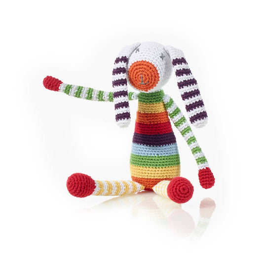 Knitted Rainbow Bunny Rattle