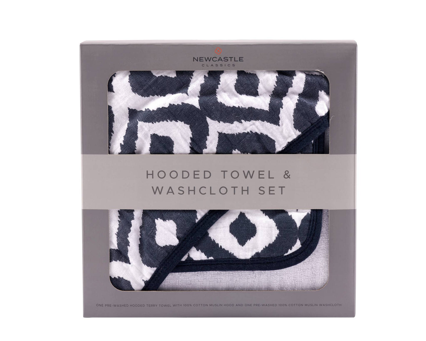 Moroccan Blue Hooded Towel and Washcloth Set