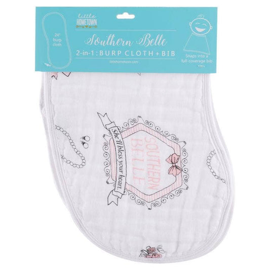 Southern Belle: 2 in 1 Burp Cloth and Bib