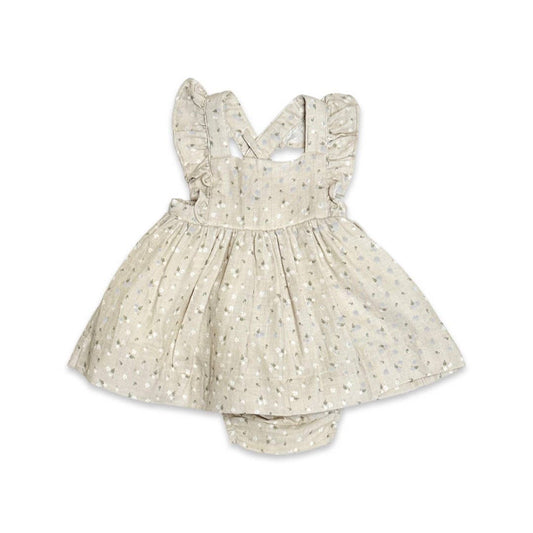 Ditsy Floral Ruffle Cross Back Dress + Bloomer