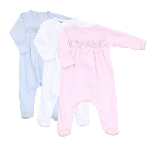 Essentials White Smocked Footie