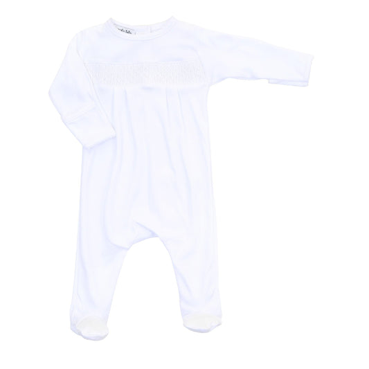 Essentials White Smocked Footie