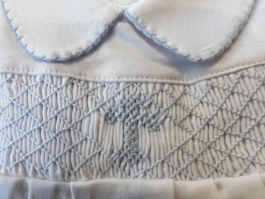 Blessed Blue Smocked Collared Short Playsuit