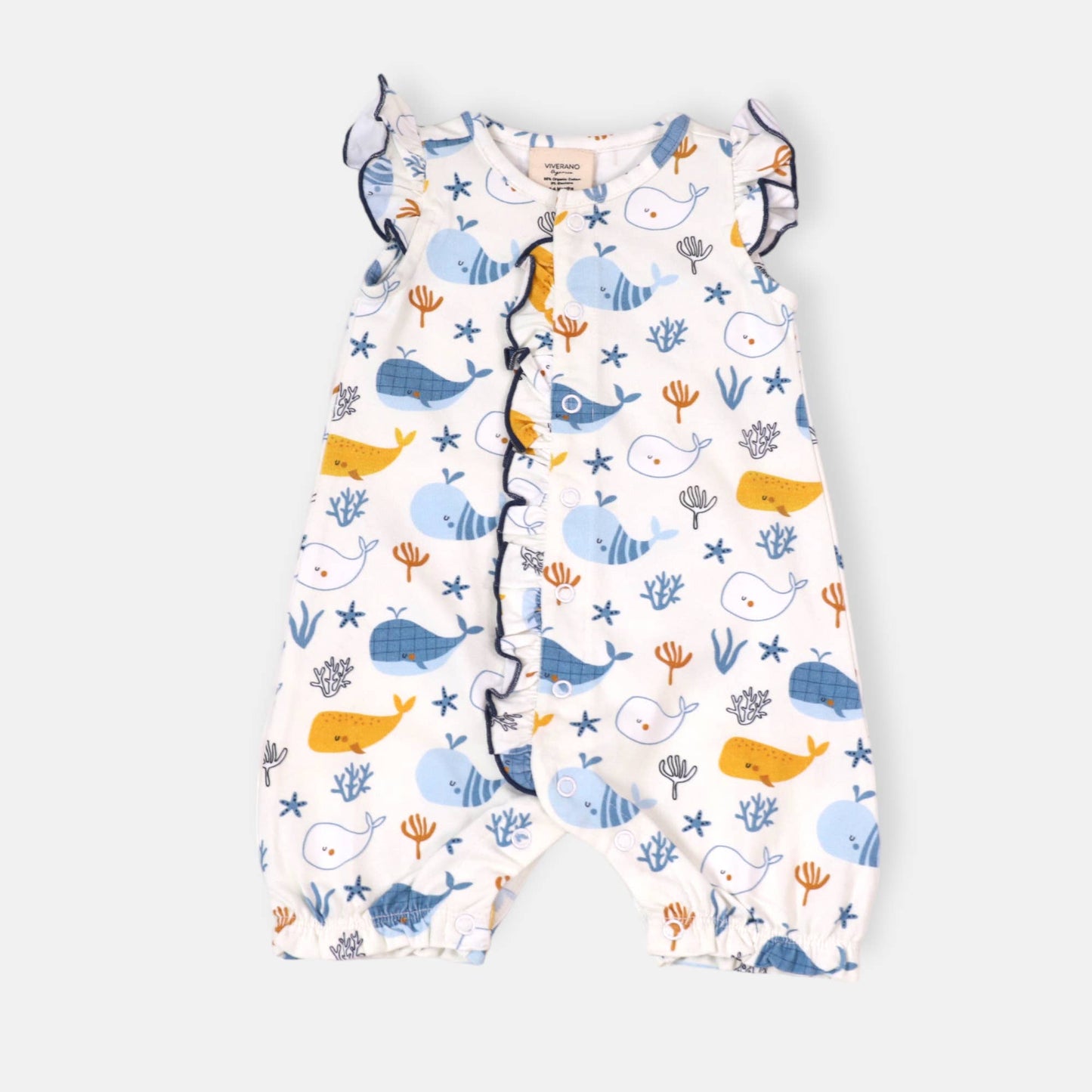 Ocean Whales Ruffle Romper