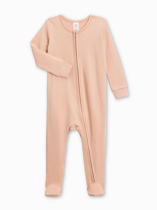 Peyton Zipper Footie - Blush