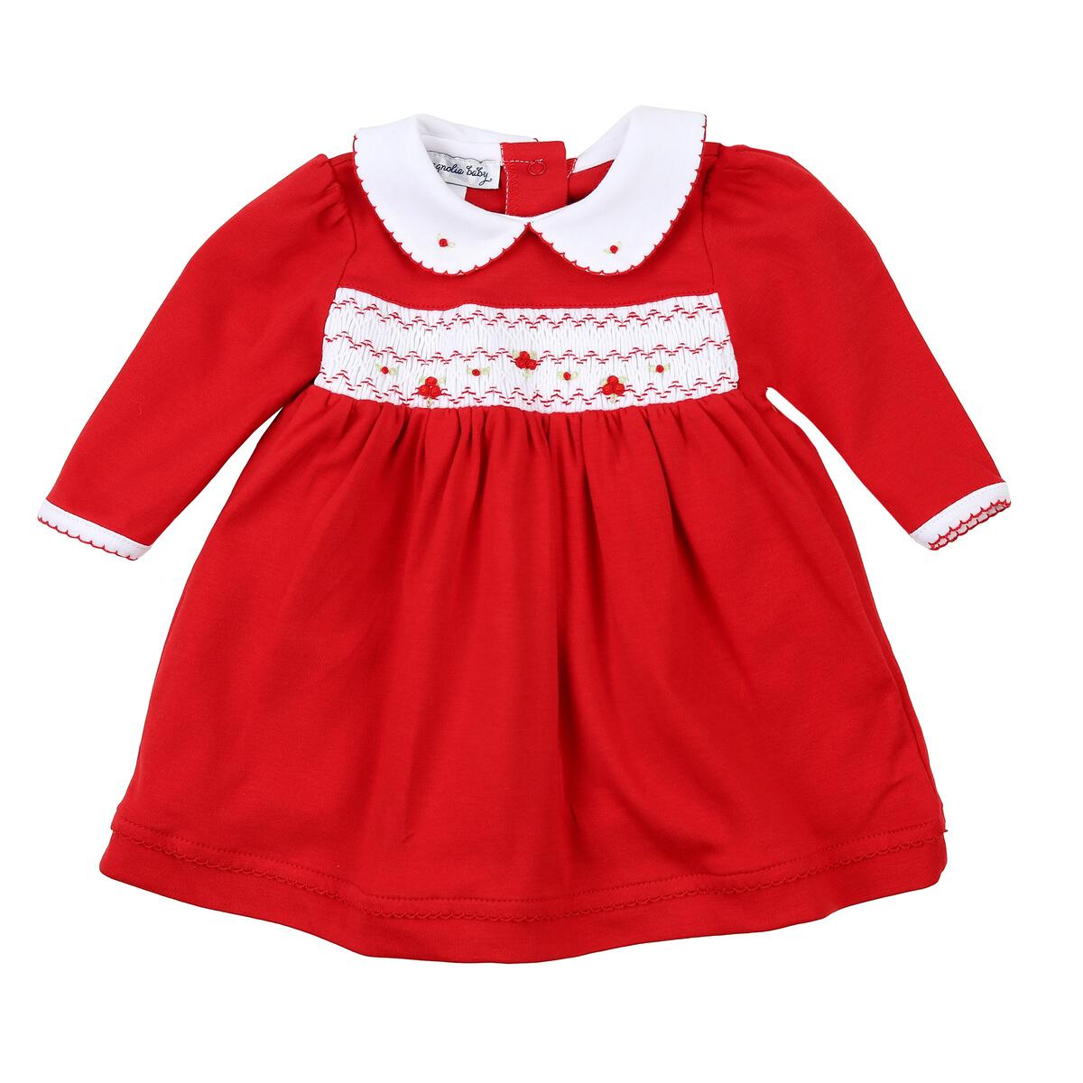 Clara and Colton Red Smocked Dress