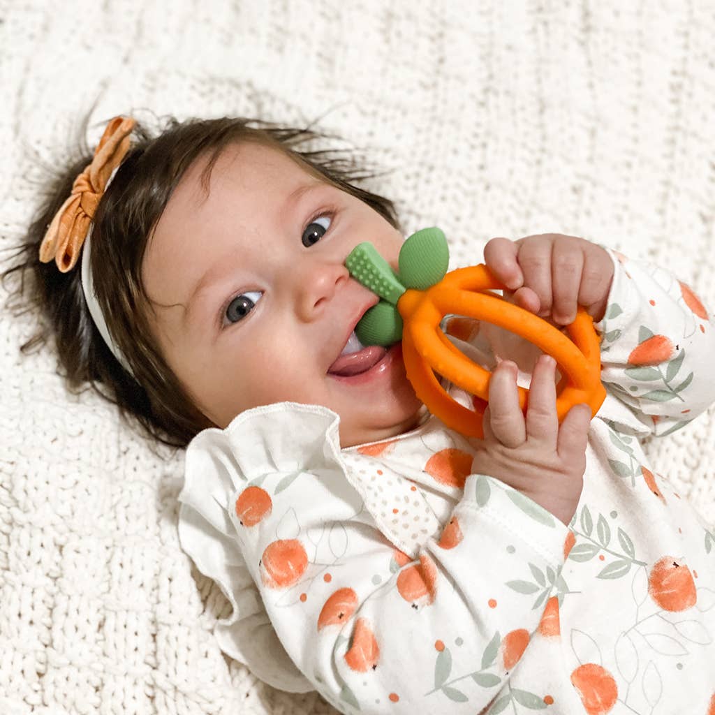 Bitzy Biter™ Clementine Teething Ball with Training Toothbrush