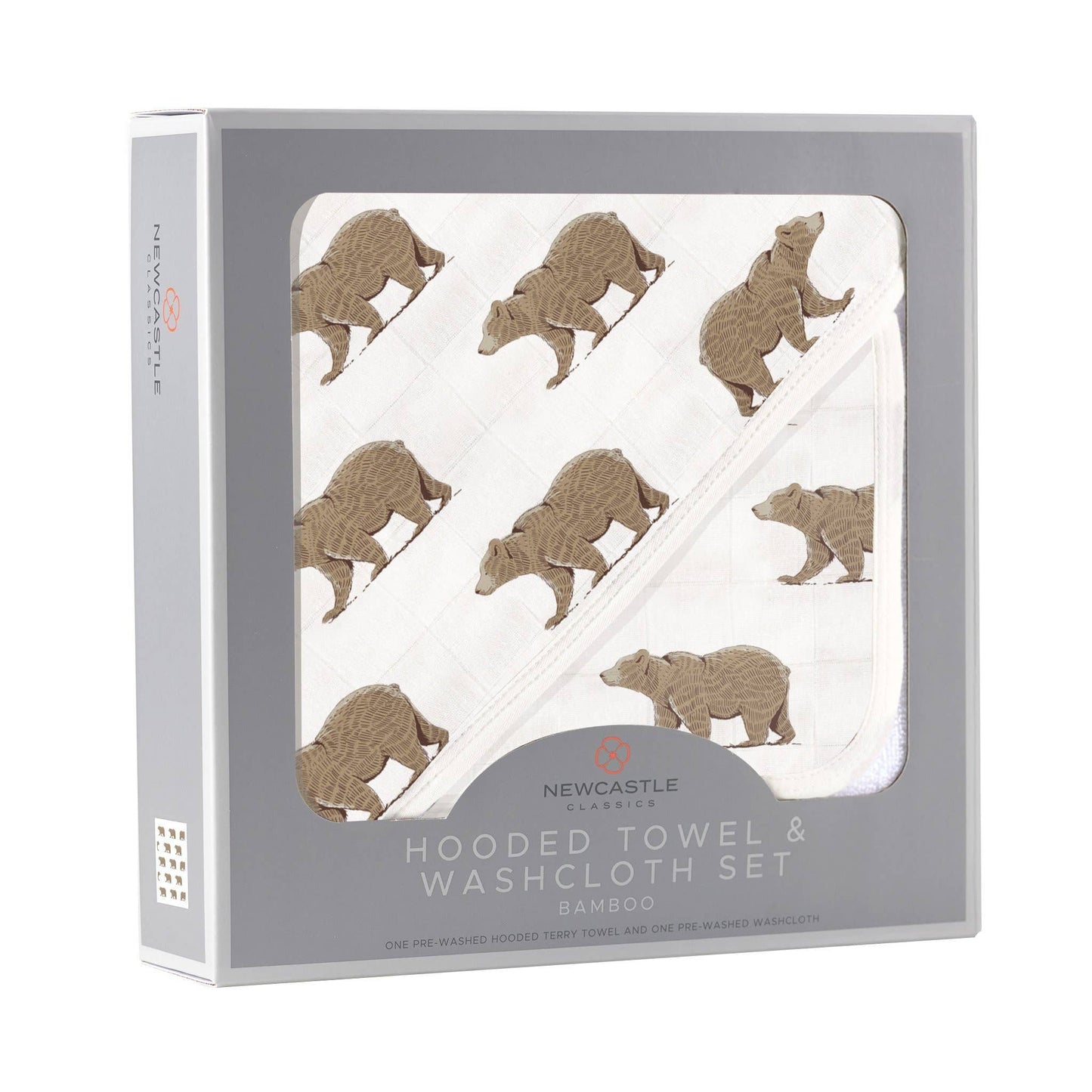 Goodnight Bear Bamboo Hooded Towel and Washcloth Set