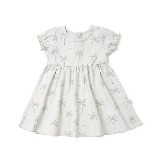 Organic Cotton Puff Sleeve Dress - Tropical