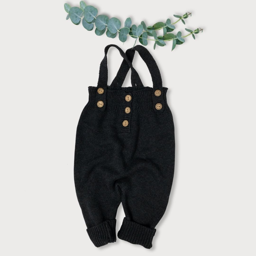 Black Knitted Baby Overalls