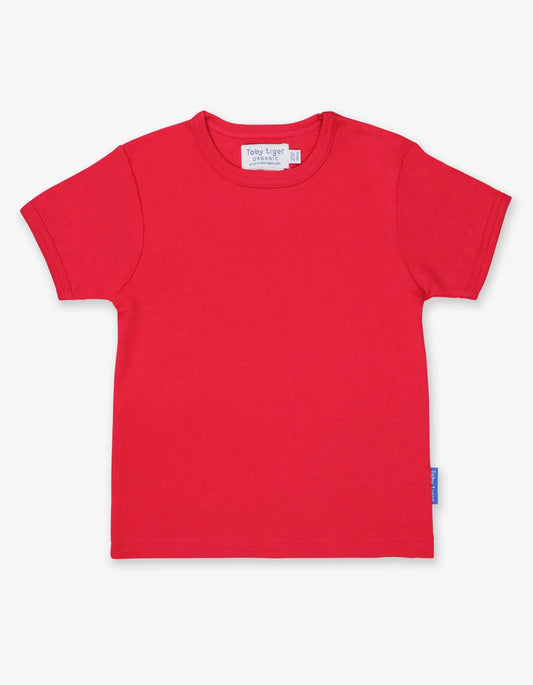 Organic Red Basic Short Sleeve Shirt